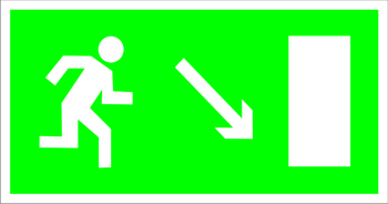 E07 направление к эвакуационному выходу направо вниз (пластик, 300х150 мм) - Знаки безопасности - Эвакуационные знаки - Магазин охраны труда Протекторшоп